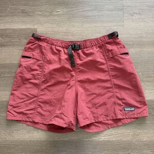 Vintage 90s Patagonia Belted River Shorts Baggies Swim Trunks Red Mens Large 5"
